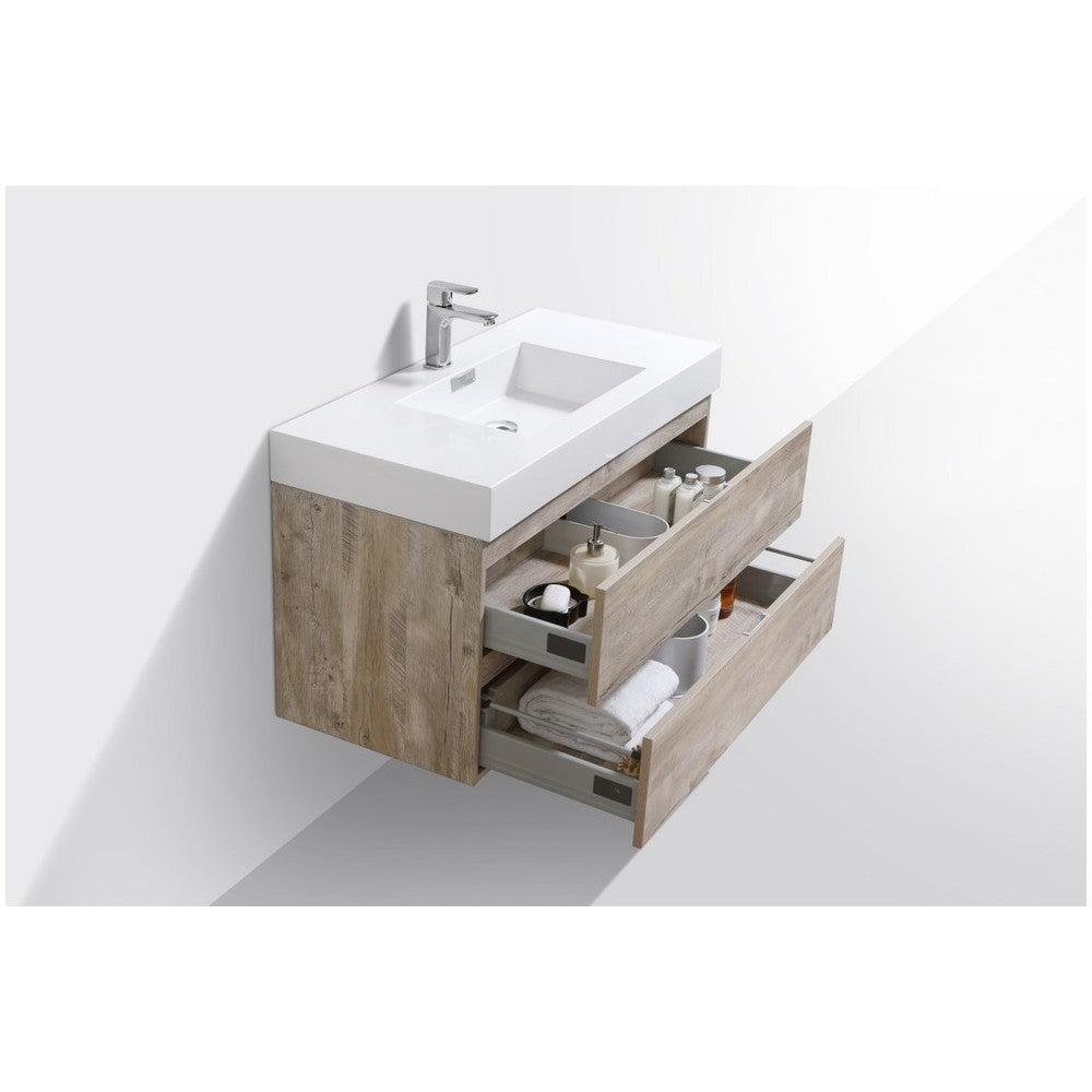 Bliss 40" Nature Wood Wall Mount Modern Bathroom Vanity