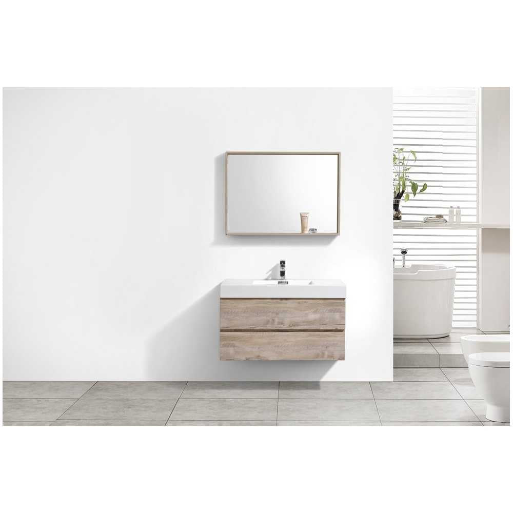 Bliss 40" Nature Wood Wall Mount Modern Bathroom Vanity