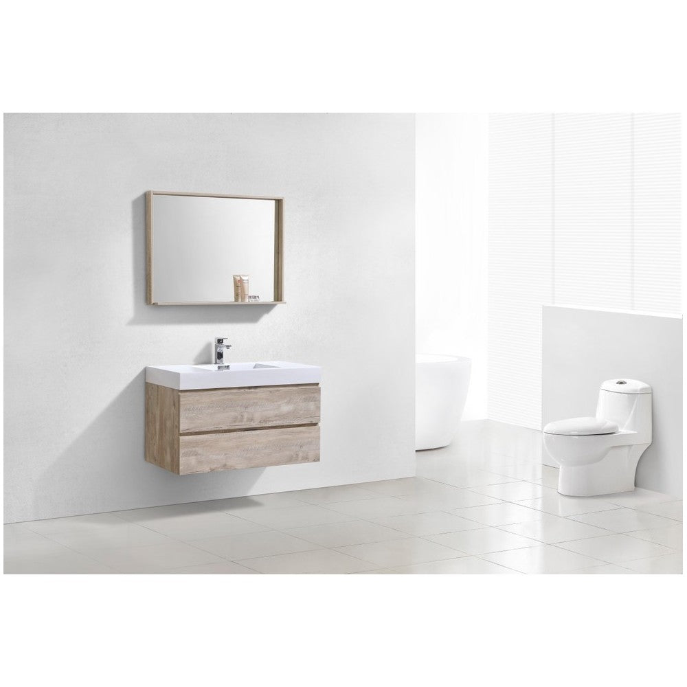 Bliss 40" Nature Wood Wall Mount Modern Bathroom Vanity