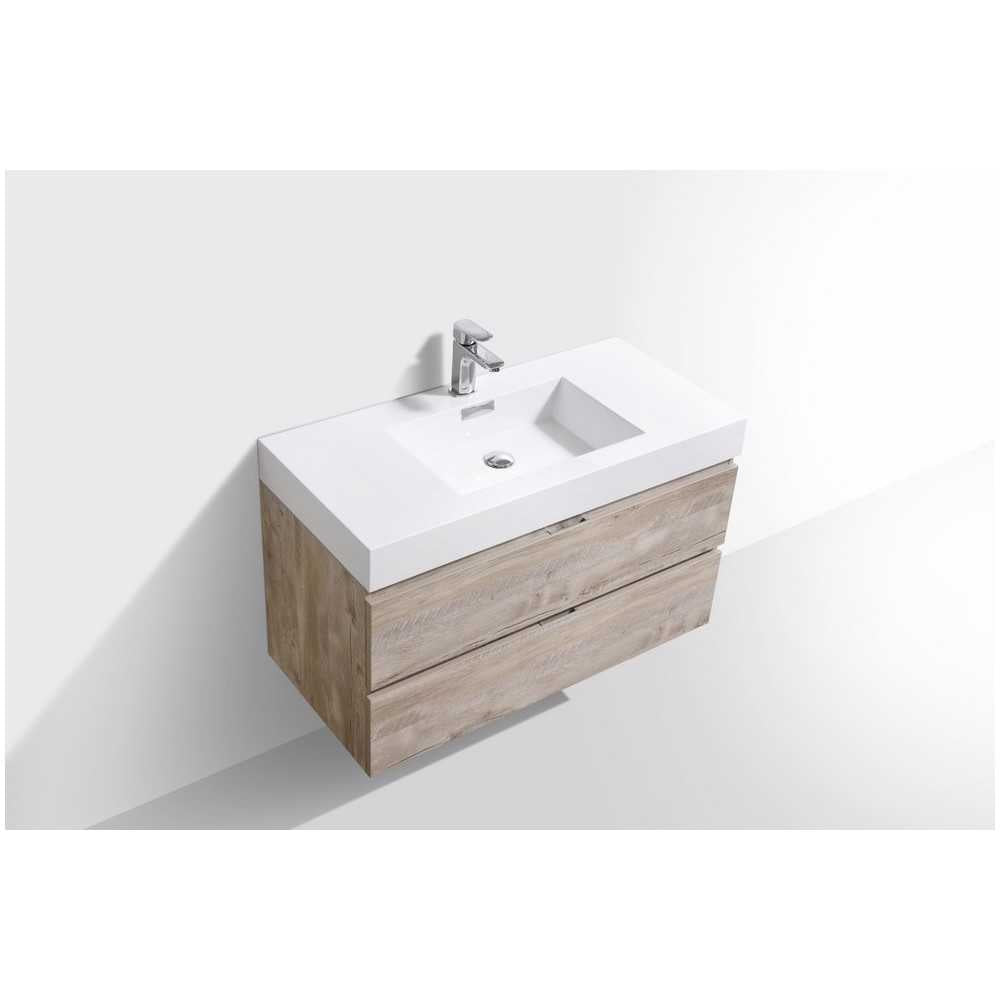 Bliss 40" Nature Wood Wall Mount Modern Bathroom Vanity