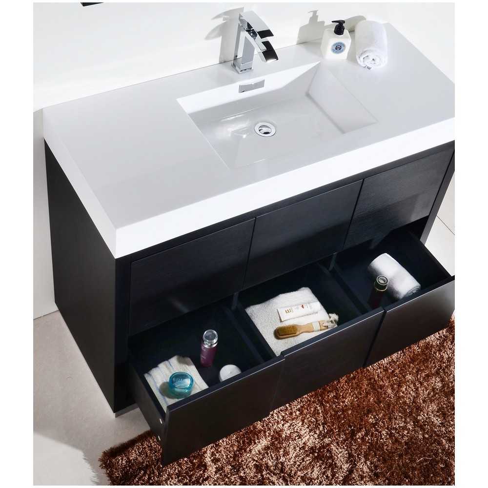 Bliss 48" Black Free Standing Modern Bathroom Vanity