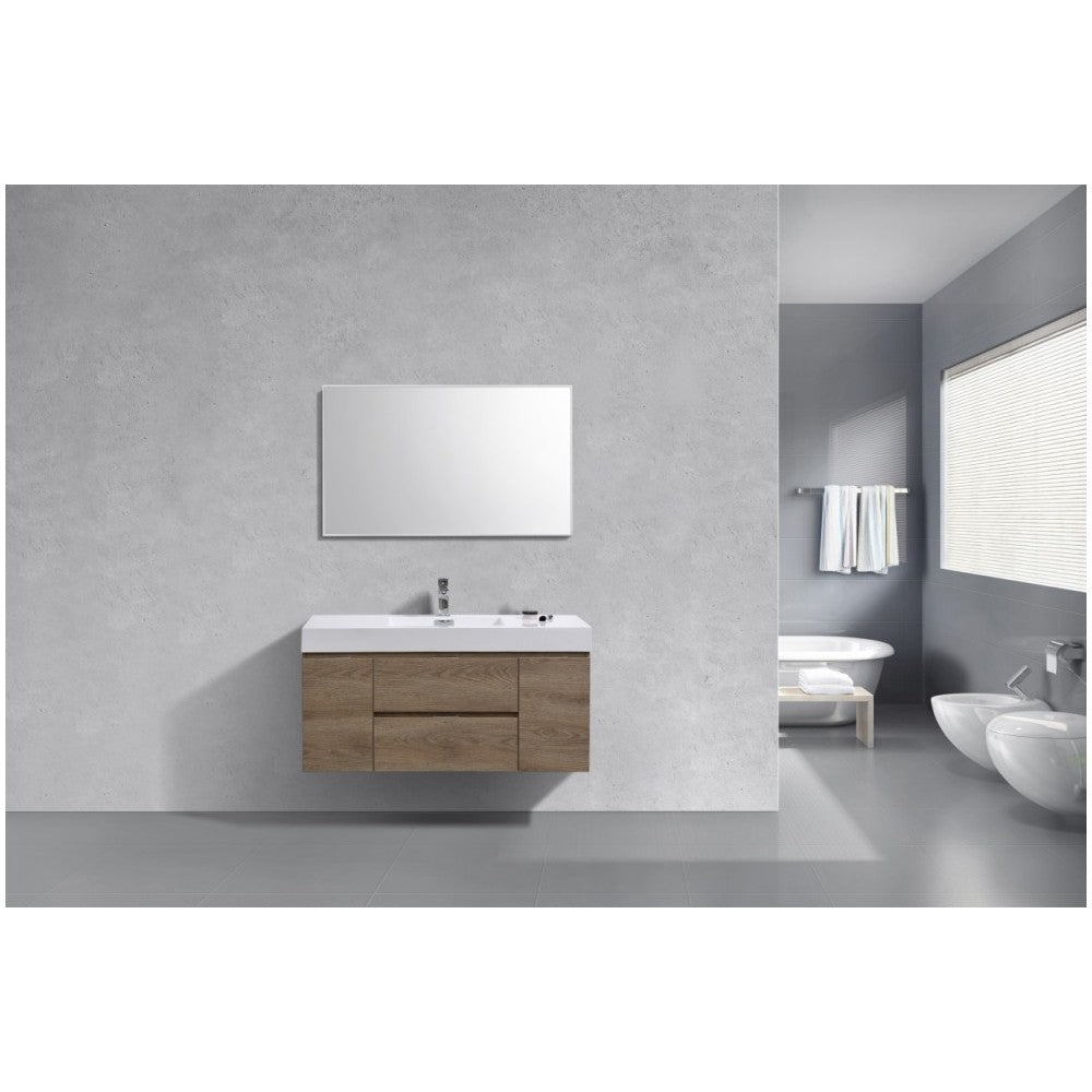 Bliss 48" Butternut Wall Mount Modern Bathroom Vanity