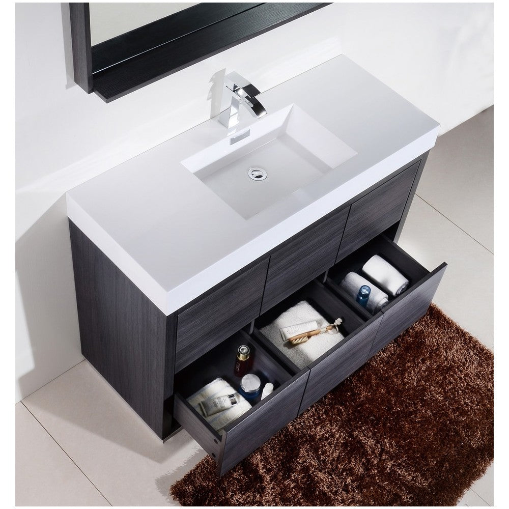 Bliss 48" Gray Oak Free Standing Modern Bathroom Vanity