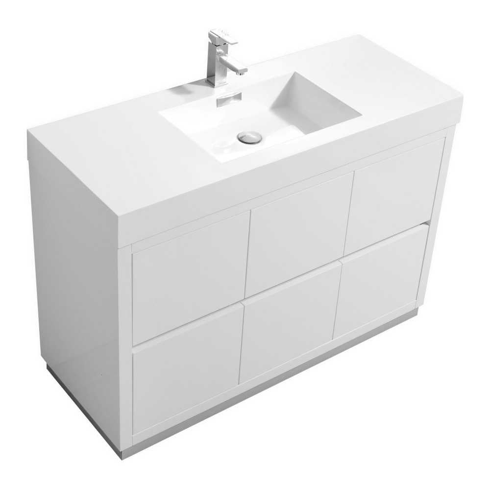 Bliss 48" High Gloss White Free Standing Modern Bathroom Vanity