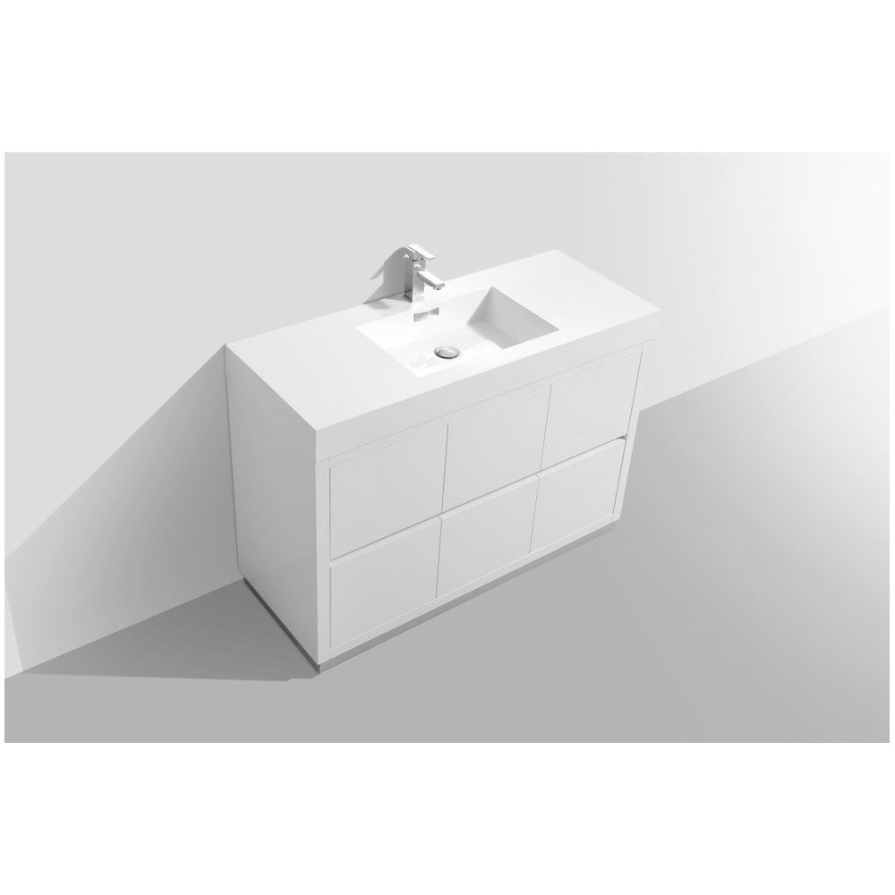 Bliss 48" High Gloss White Free Standing Modern Bathroom Vanity