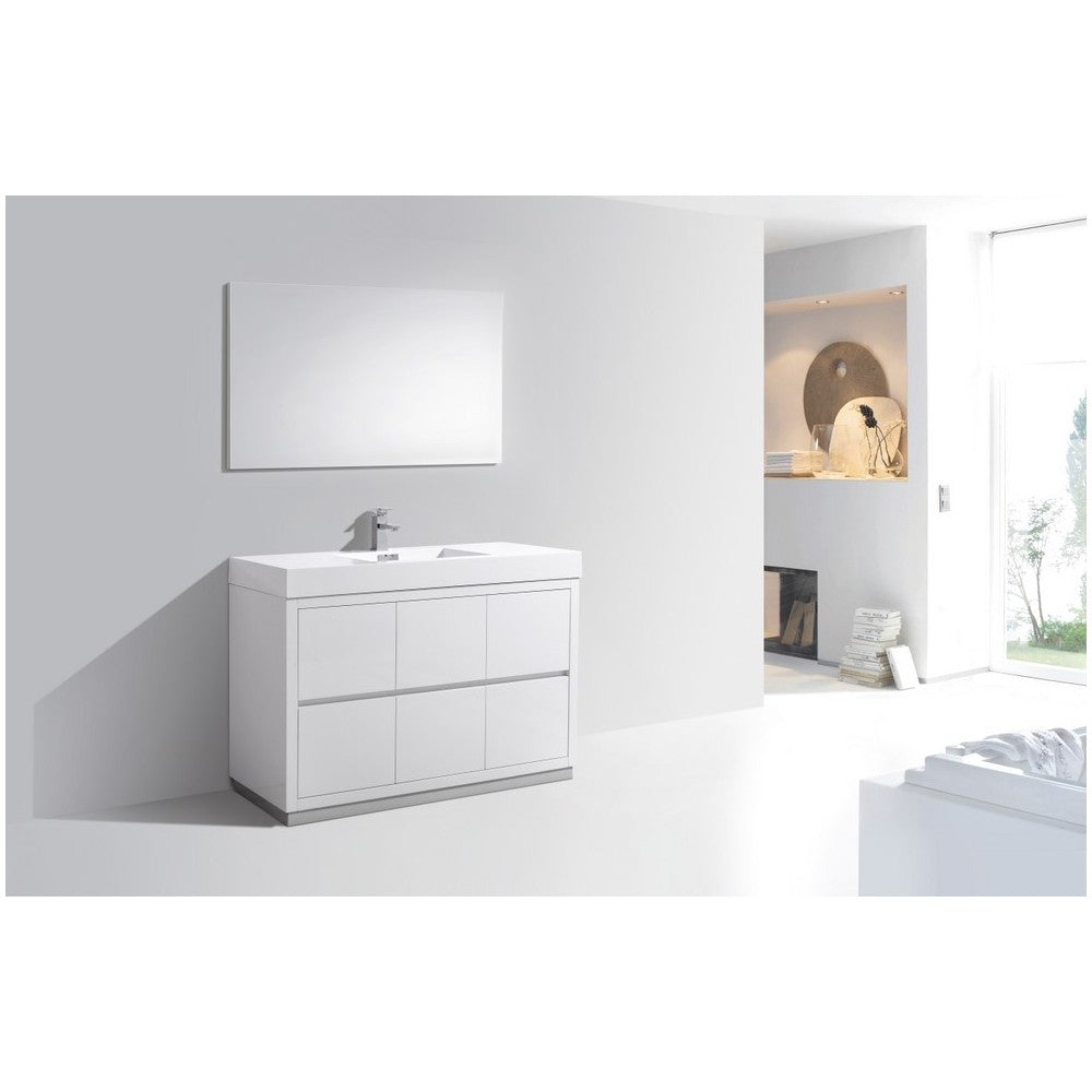 Bliss 48" High Gloss White Free Standing Modern Bathroom Vanity