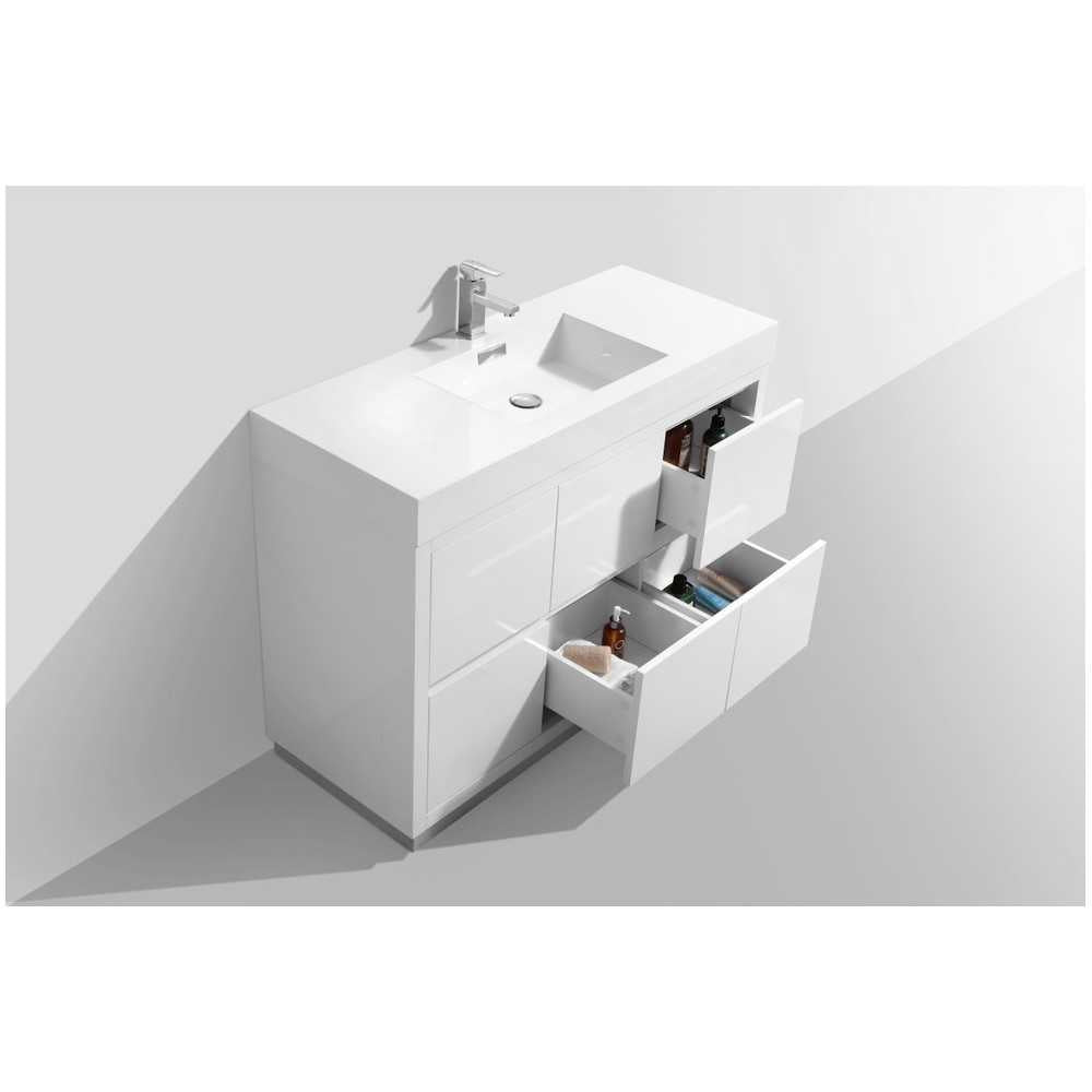 Bliss 48" High Gloss White Free Standing Modern Bathroom Vanity