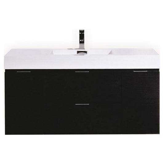 Bliss 48" Wall Mount Modern Bathroom Vanity, Black