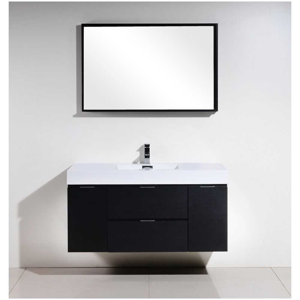 Bliss 48" Wall Mount Modern Bathroom Vanity, Black