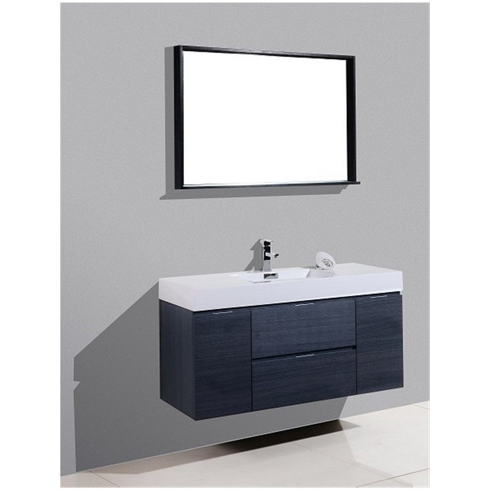 Bliss 48" Wall Mount Modern Bathroom Vanity, Gray Oak