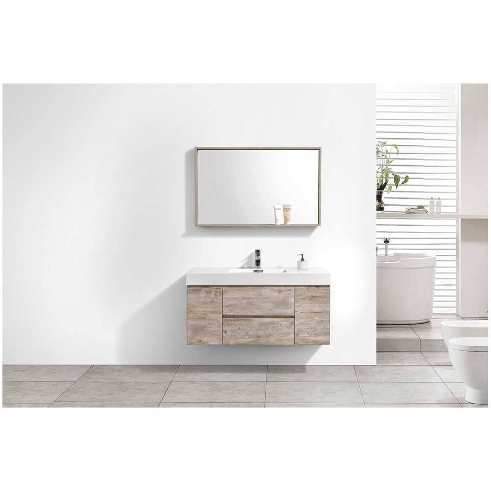 Bliss 48" Wall Mount Modern Bathroom Vanity, Nature Wood