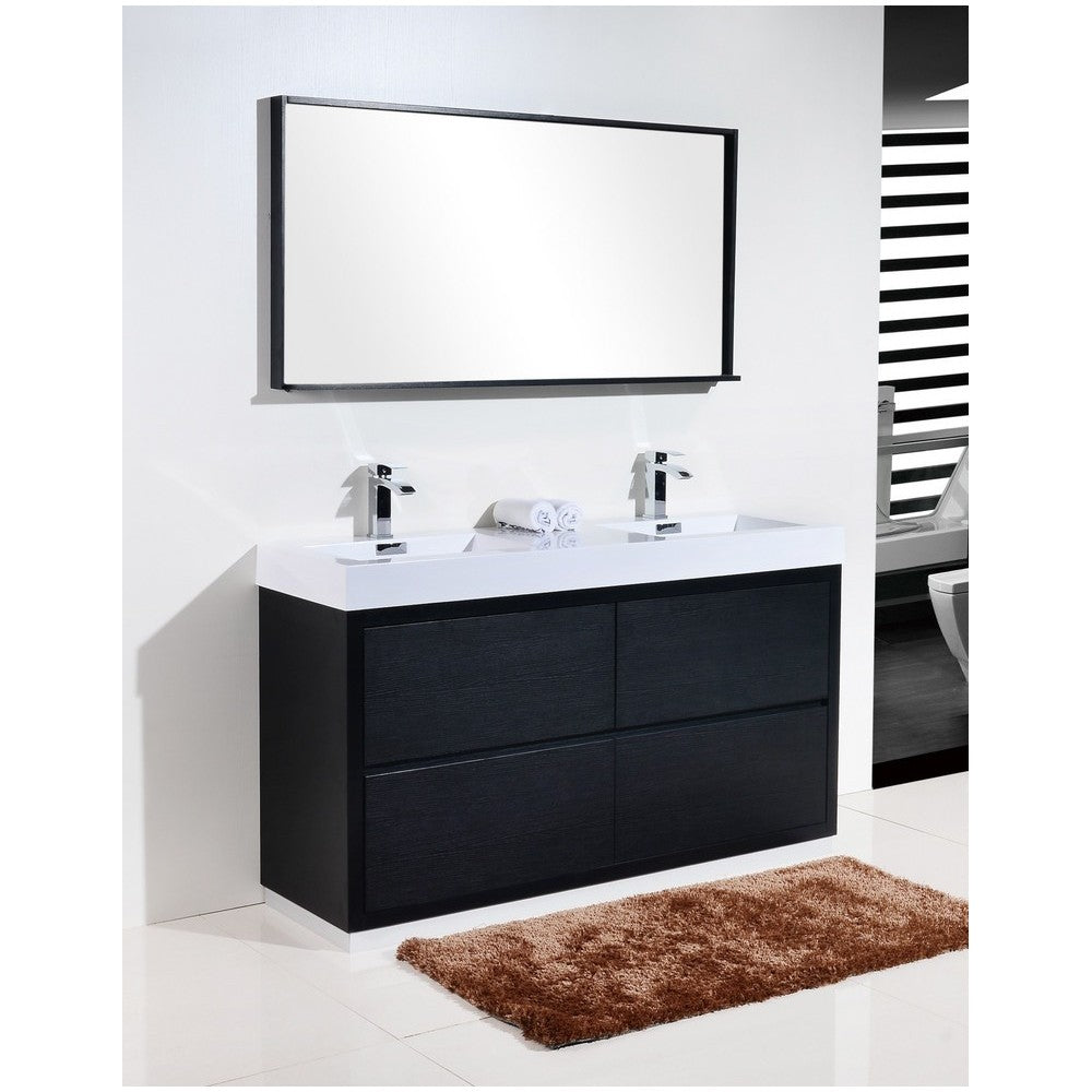 Bliss 60" Double  Sink Black Free Standing Modern Bathroom Vanity