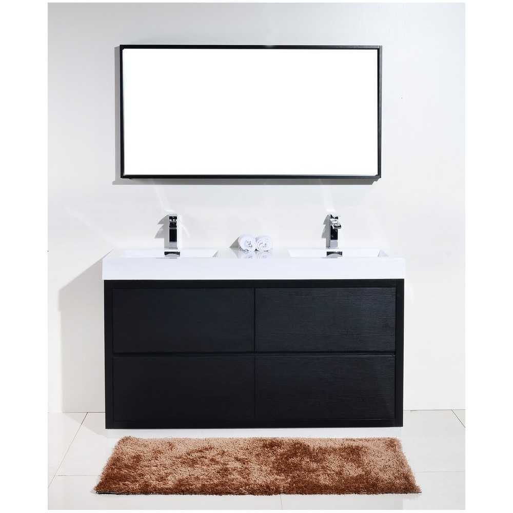 Bliss 60" Double  Sink Black Free Standing Modern Bathroom Vanity