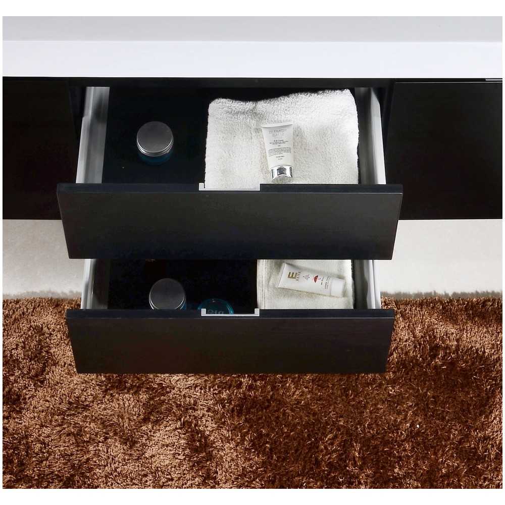 Bliss 60" Double  Sink Black Wall Mount Modern Bathroom Vanity