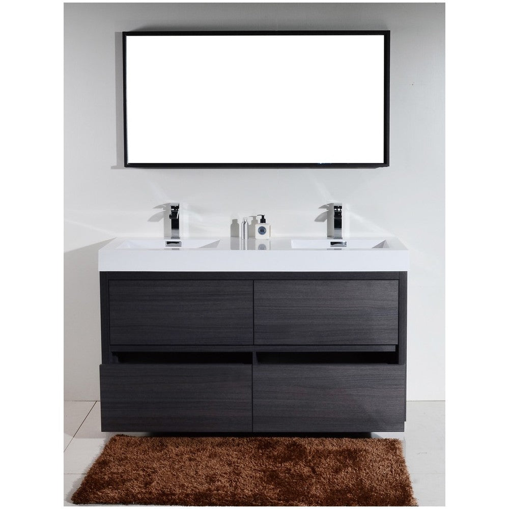 Bliss 60" Double Sink Gray Oak Free Standing Modern Bathroom Vanity