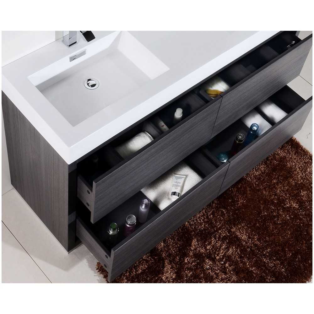 Bliss 60" Double Sink Gray Oak Free Standing Modern Bathroom Vanity