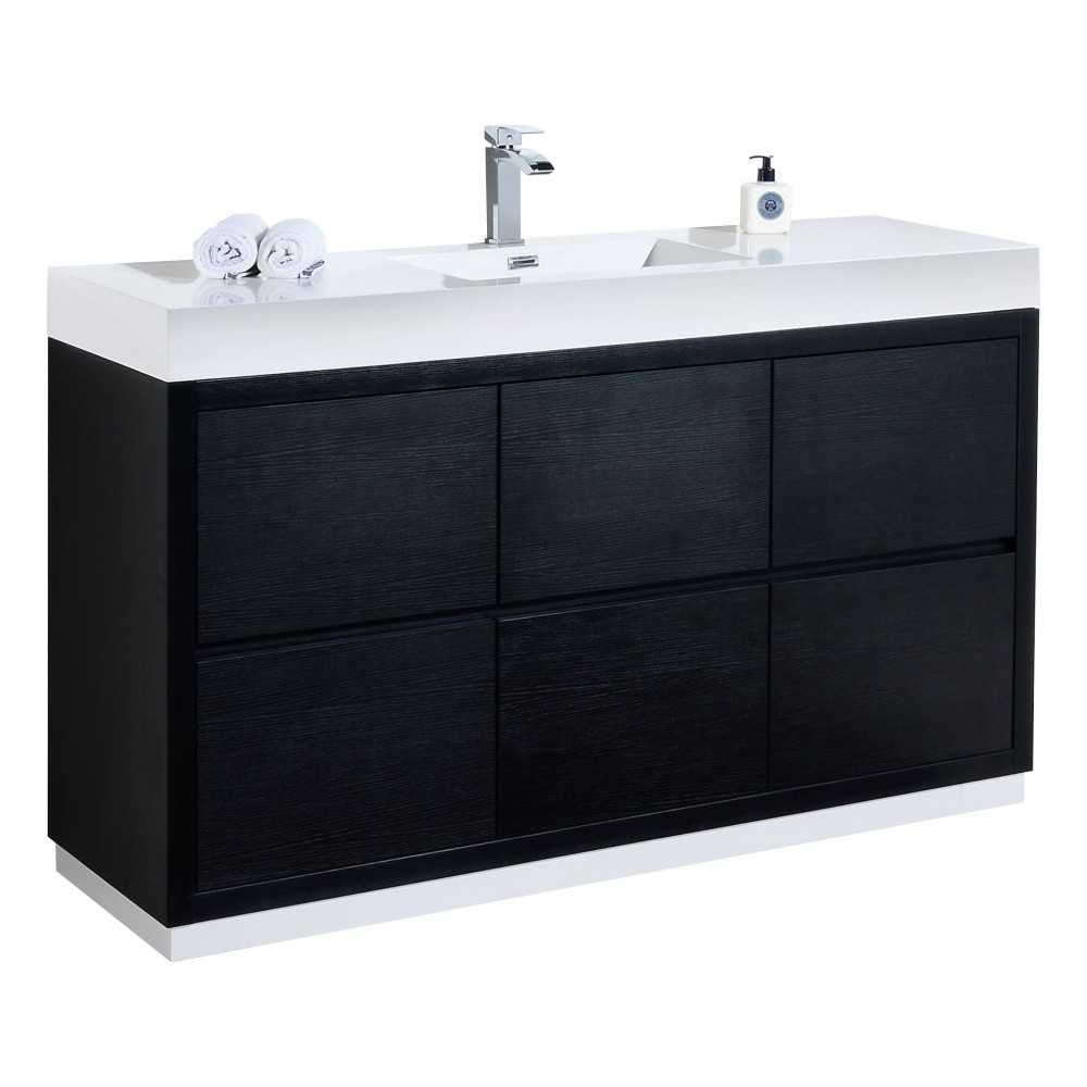 Bliss 60" Single Sink Black Free Standing Modern Bathroom Vanity