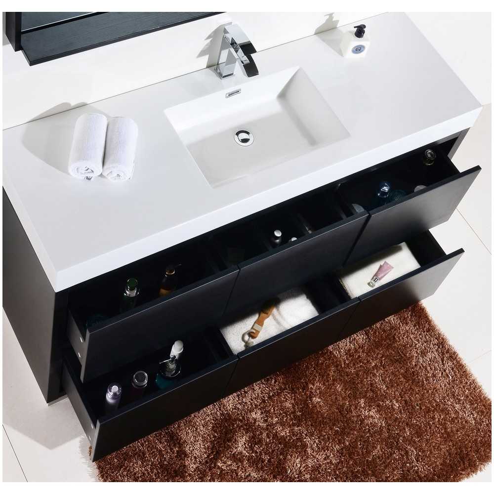 Bliss 60" Single Sink Black Free Standing Modern Bathroom Vanity