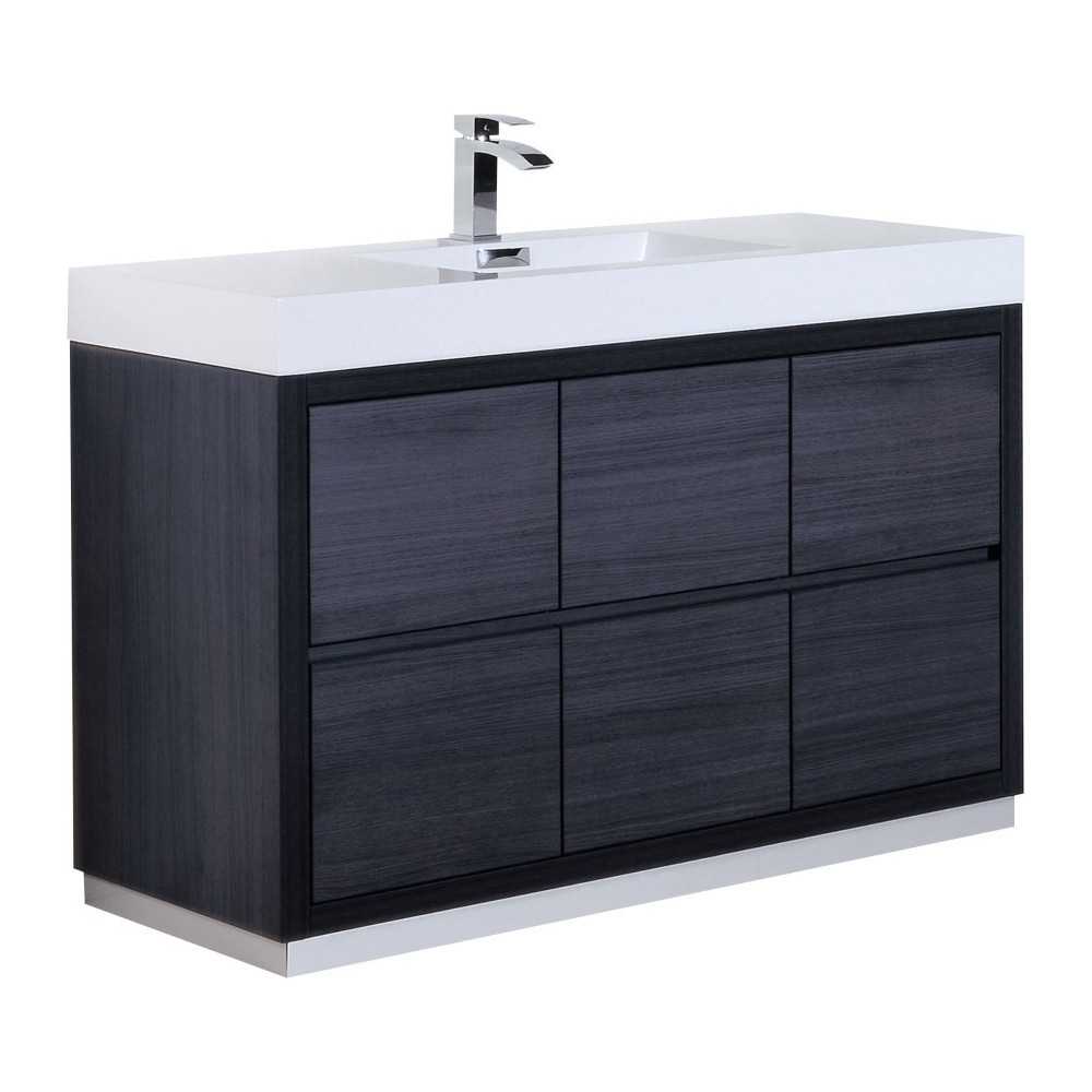 Bliss 60" Single Sink Gray Oak Free Standing Modern Bathroom Vanity