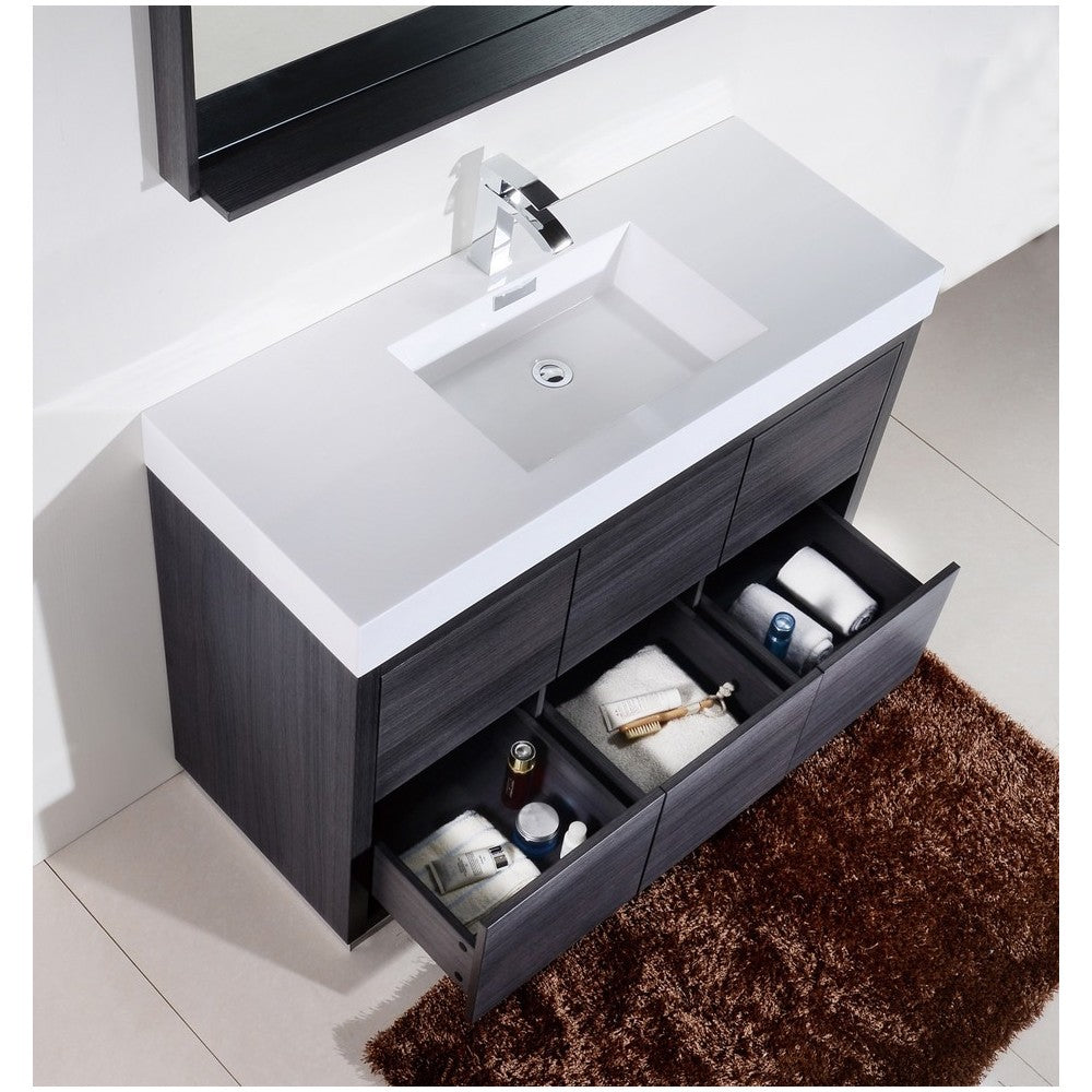 Bliss 60" Single Sink Gray Oak Free Standing Modern Bathroom Vanity