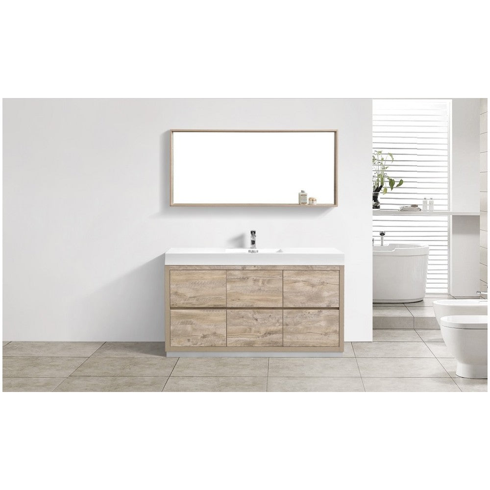 Bliss 60" Single Sink Nature Wood Free Standing Modern Bathroom Vanity