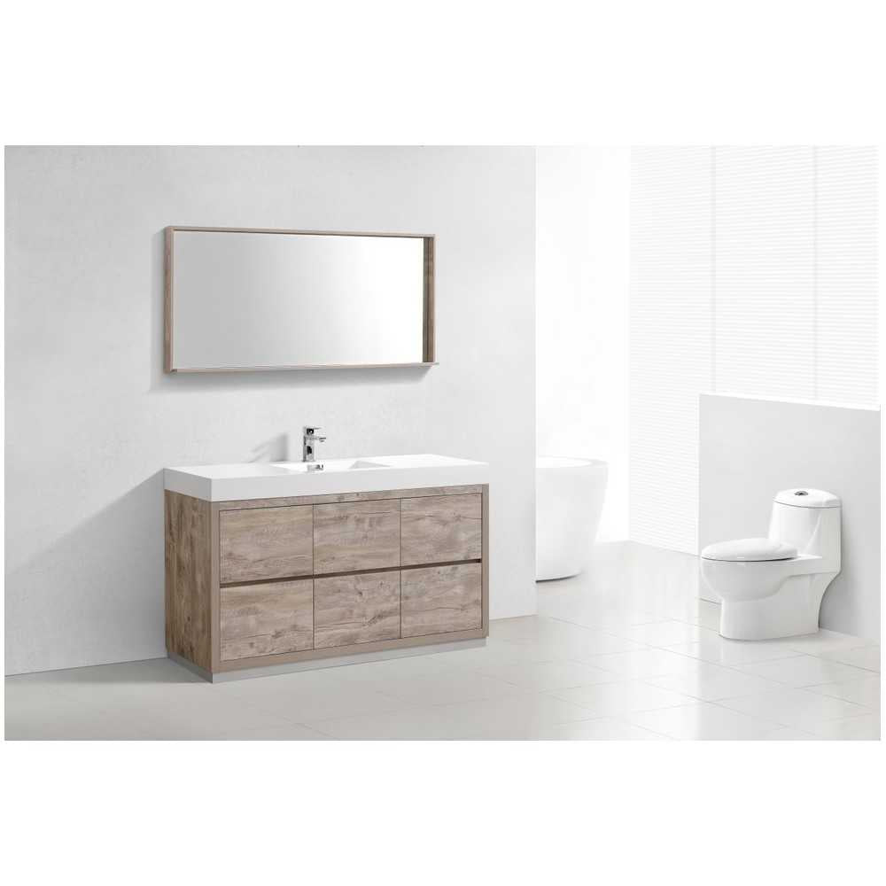 Bliss 60" Single Sink Nature Wood Free Standing Modern Bathroom Vanity