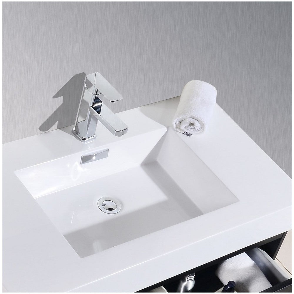 Bliss 72" Double  Sink Black Wall Mount Modern Bathroom Vanity