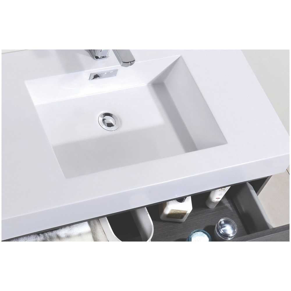 Bliss 72" Double Sink Gray Oak Wall Mount Modern Bathroom Vanity