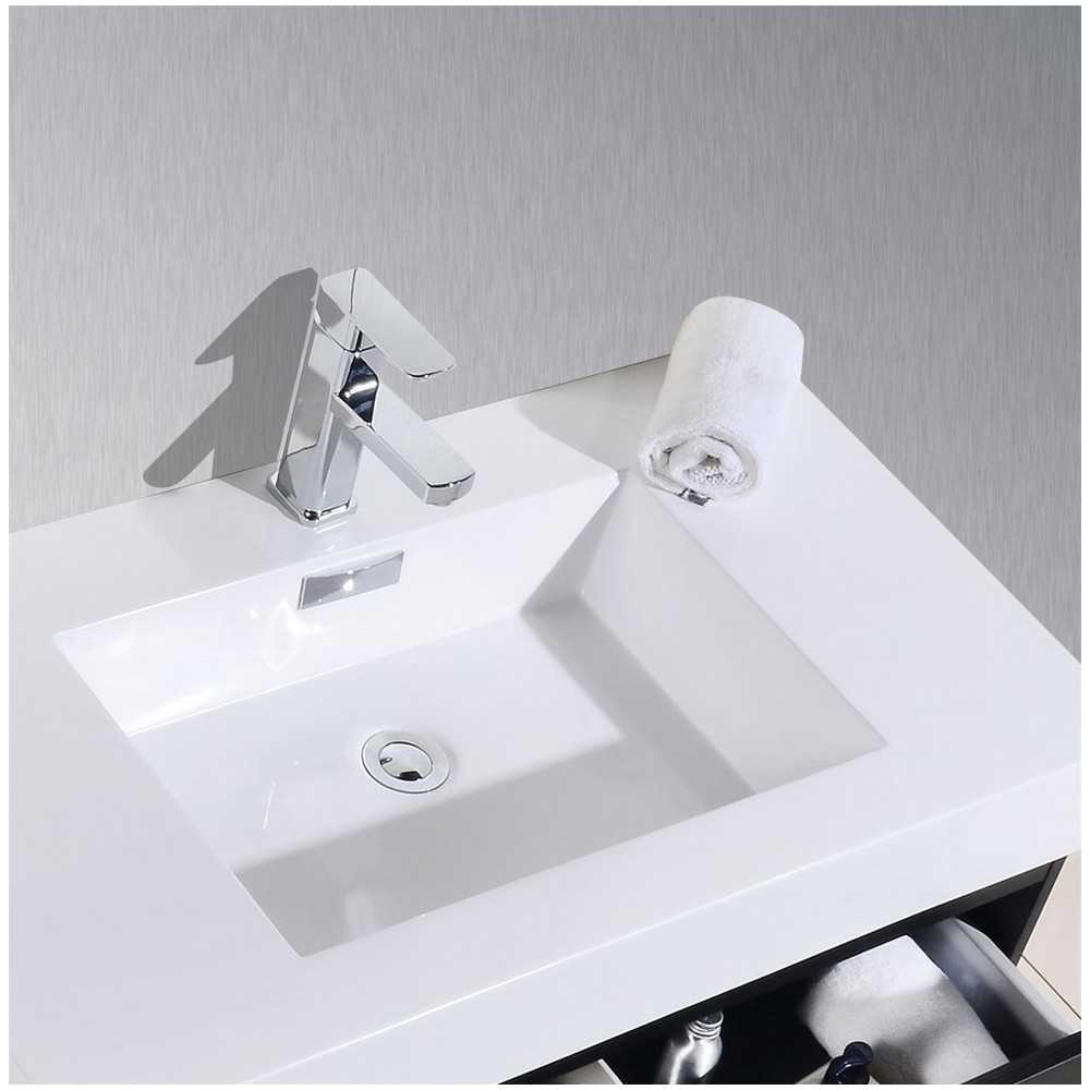 Bliss 80" Double  Sink Black Wall Mount Modern Bathroom Vanity