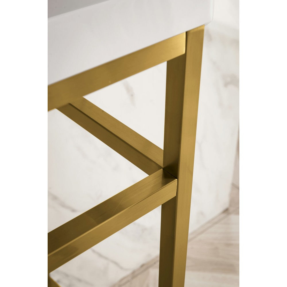 Boston 20" Sink Console Radiant Gold w/White Storage Cabinet White Composite Top
