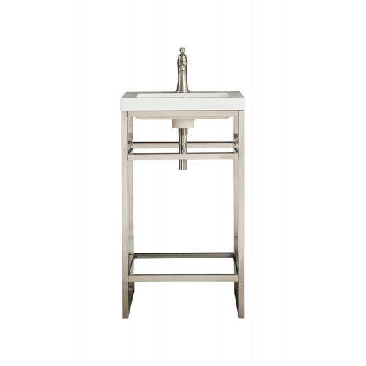 Boston 20" Stainless Steel Sink Console Nickel w/White Glossy Composite Top