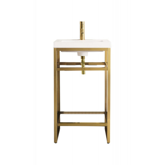 Boston 20" Stainless Steel Sink Console Radiant Gold w/White  Composite Top