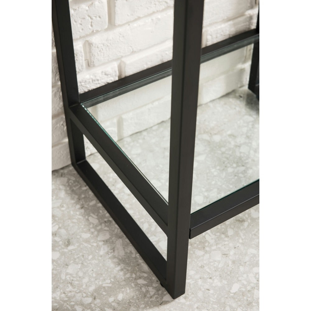 Boston 31.5" Stainless Steel Sink Console Black w/White Glossy Composite Top
