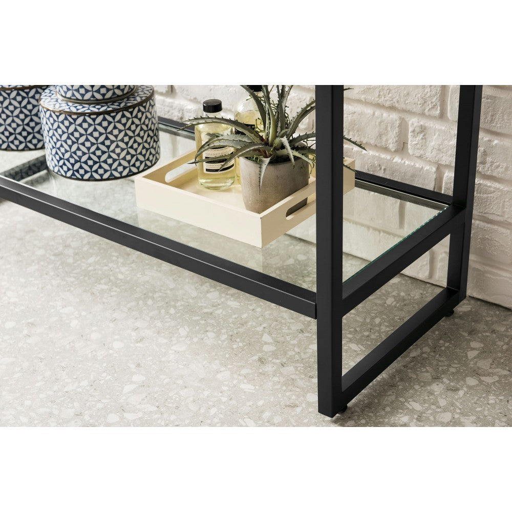 Boston 39.5" Stainless Steel Sink Console Black w/White Glossy Composite Top