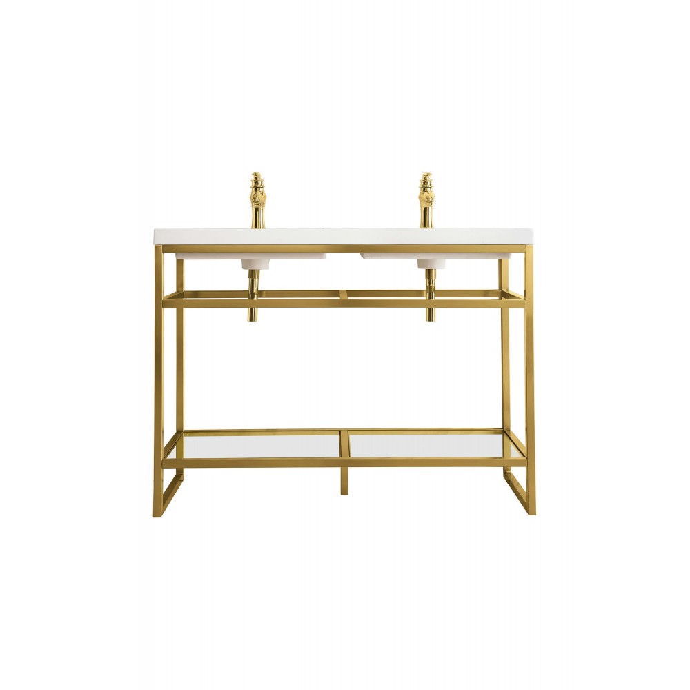 Boston 47" Sink Console (Double Basins) Radiant Gold w/White Composite Top
