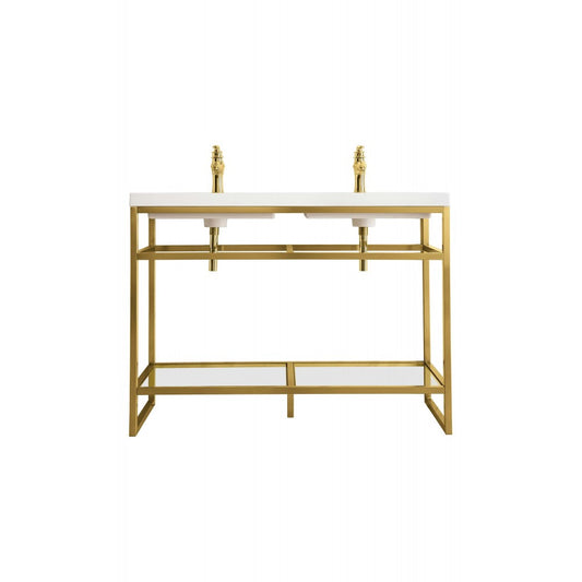Boston 47" Sink Console (Double Basins) Radiant Gold w/White Composite Top