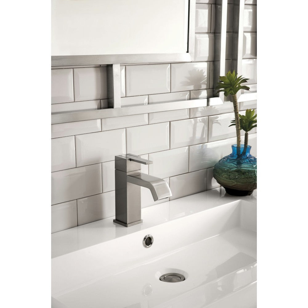 Boston 63" Sink Console Nickel w/ White Storage Cabinet White Composite Top