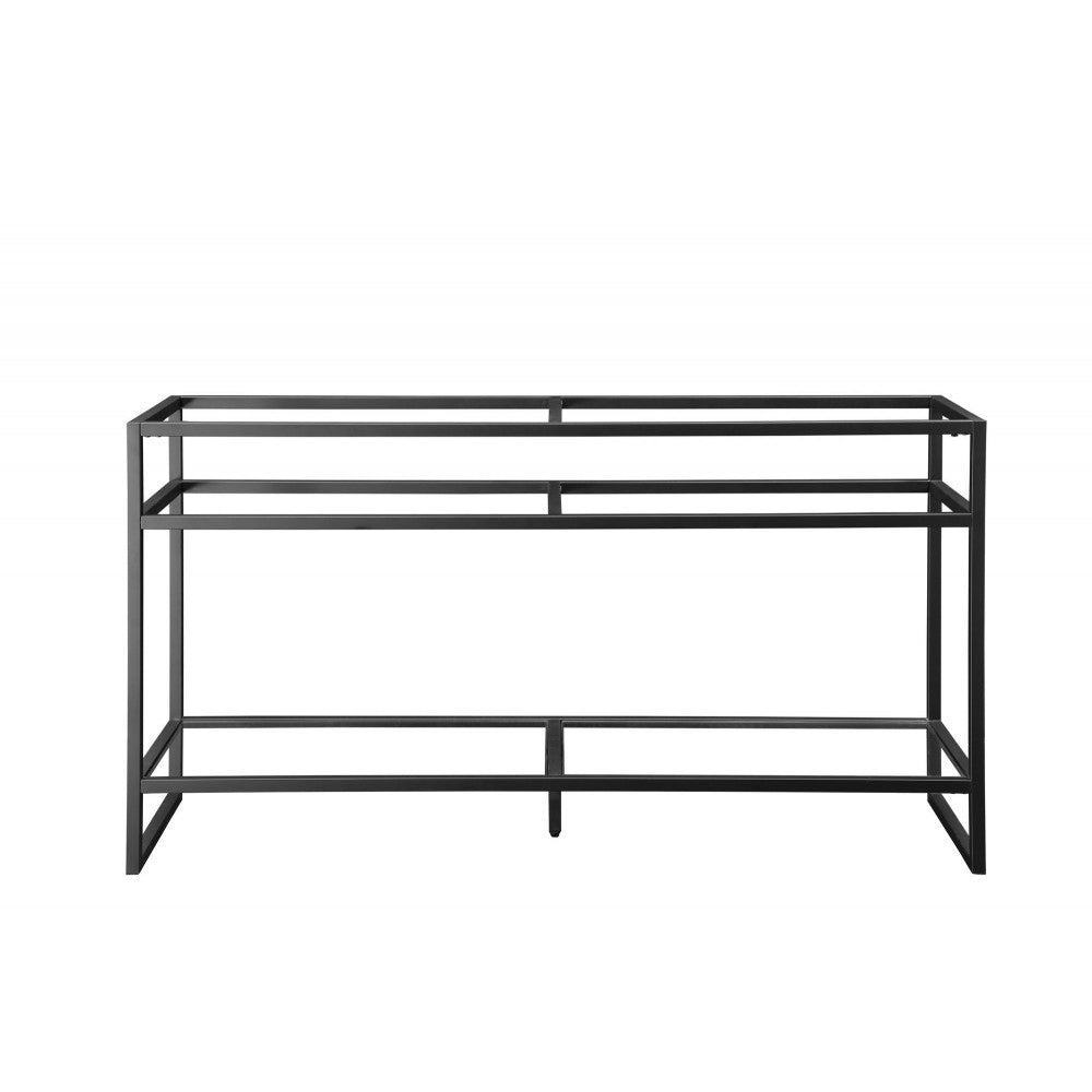 Boston 63" Stainless Steel Sink Console (Double Basins), Matte black