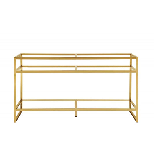 Boston 63" Stainless Steel Sink Console (Double Basins), Radiant Gold