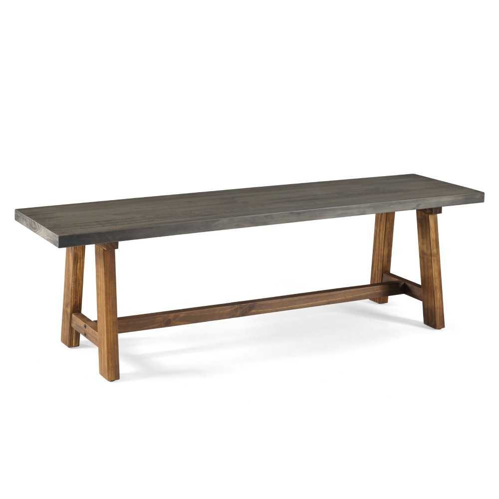 Brennan 60" Solid Wood Dining Bench - Gray/Brown