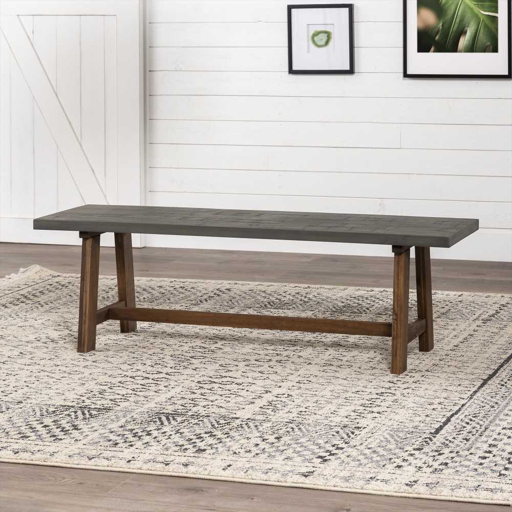 Brennan 60" Solid Wood Dining Bench - Gray/Brown