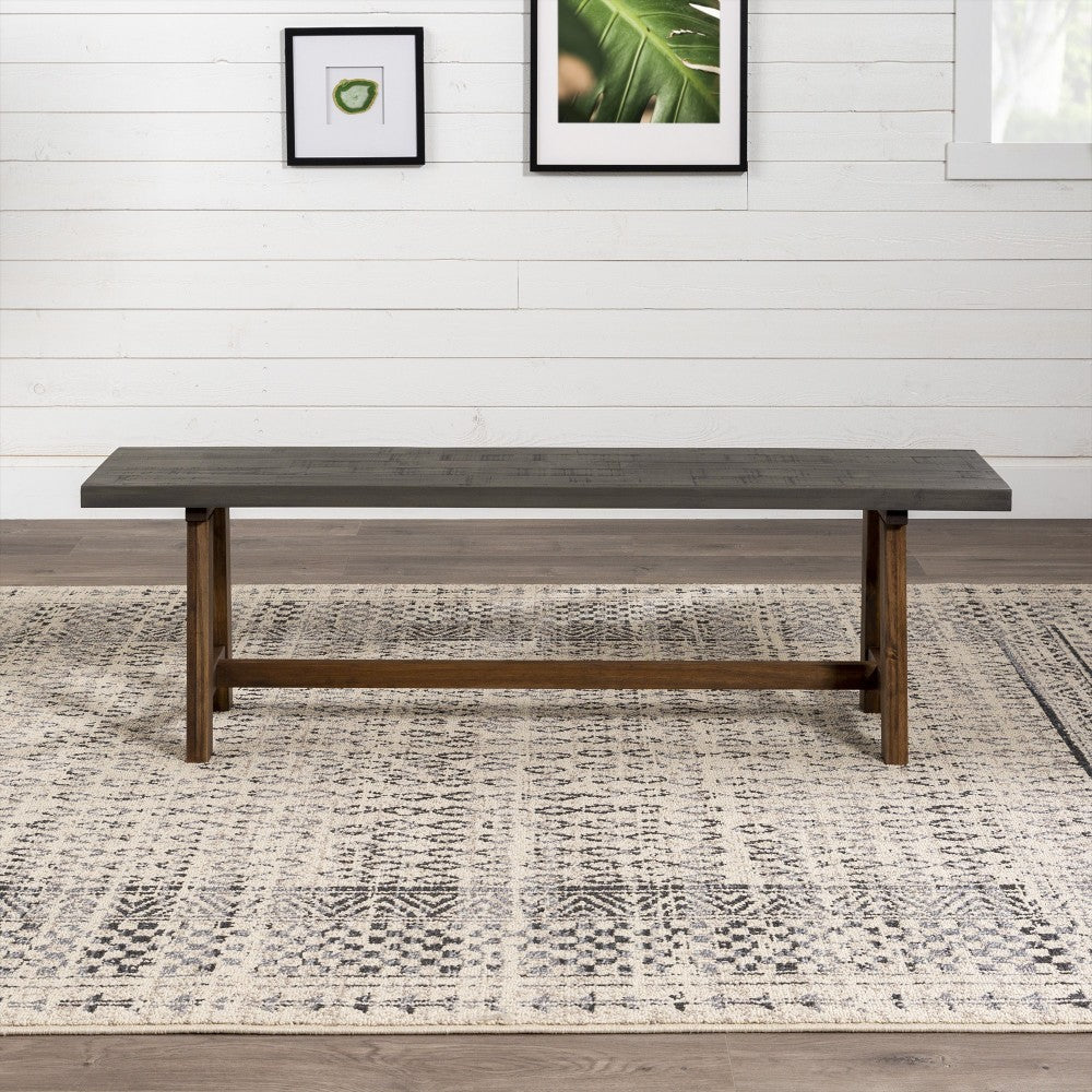 Brennan 60" Solid Wood Dining Bench - Gray/Brown