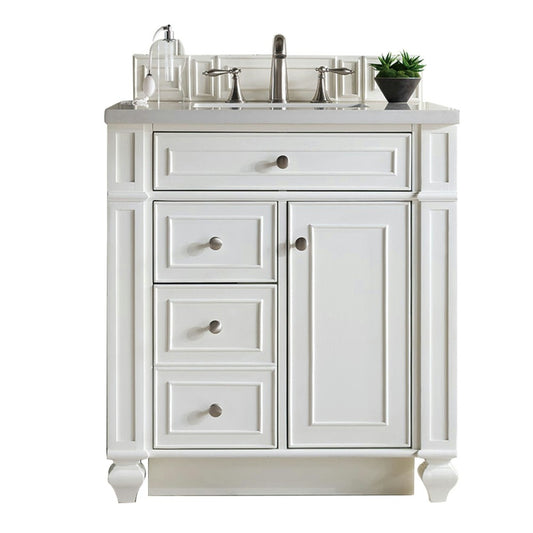 Bristol 30" Single Vanity Bright White w/ 3 CM Eternal Jasmine Pearl Quartz Top