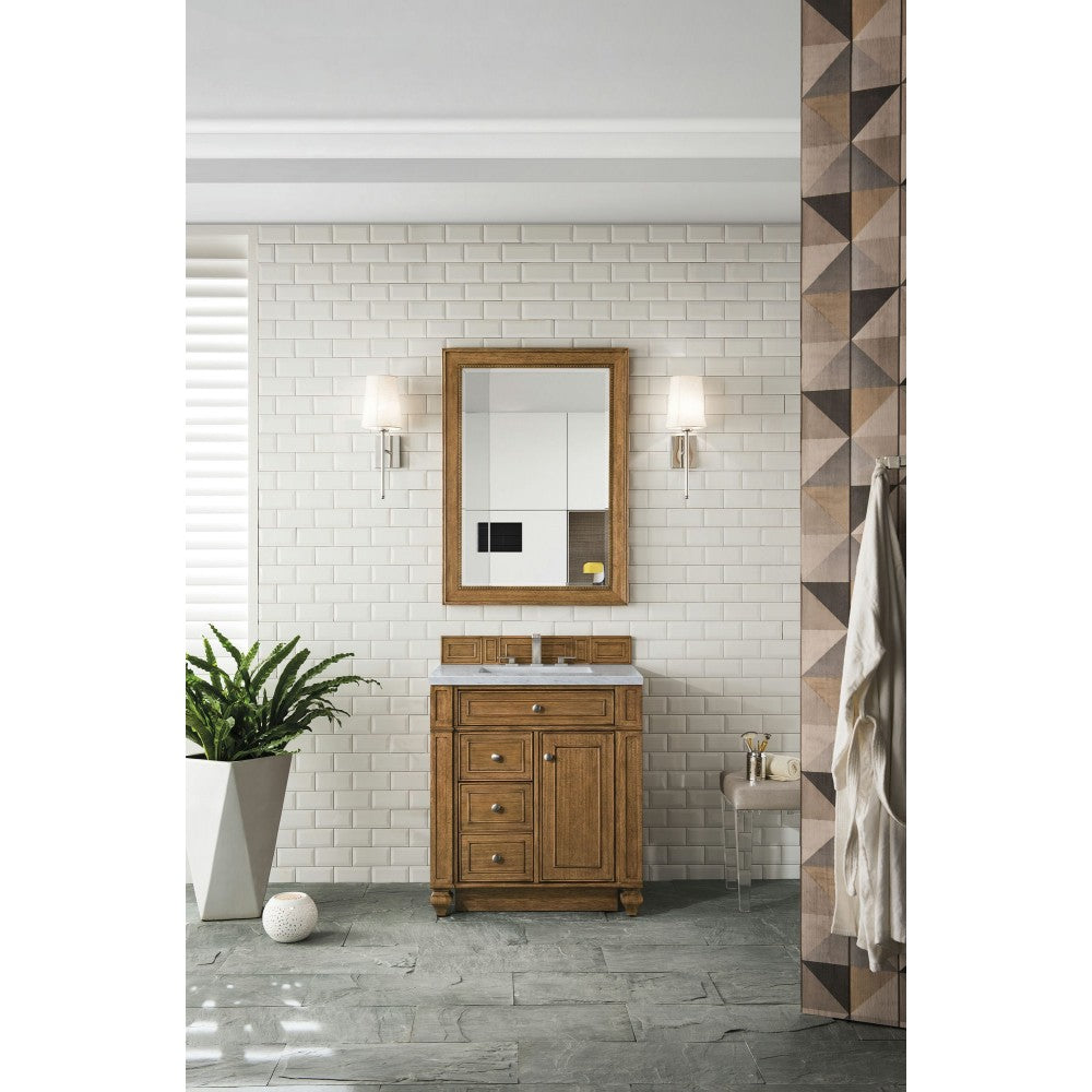 Bristol 30" Single Vanity Saddle Brown w/ 3 CM Eternal Jasmine Pearl Quartz Top