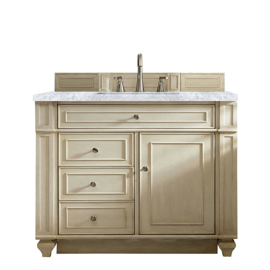 Bristol 36" Single Vanity, Vintage Vanilla, w/ 3 CM Carrara Marble Top