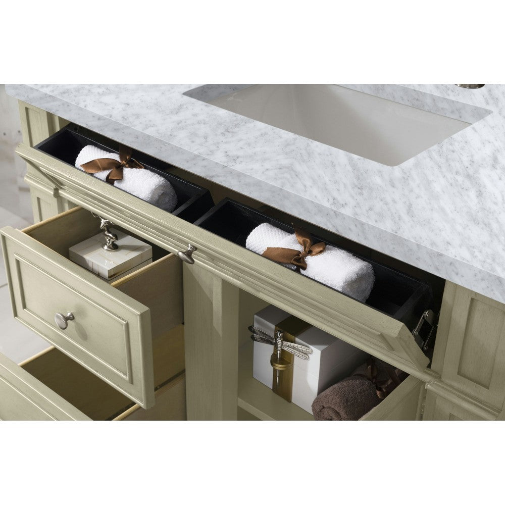 Bristol 36" Single Vanity, Vintage Vanilla, w/ 3 CM Carrara Marble Top