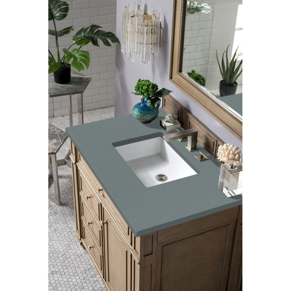 Bristol 36" Single Vanity, Whitewashed Walnut, w/ 3 CM Cala Blue Quartz Top