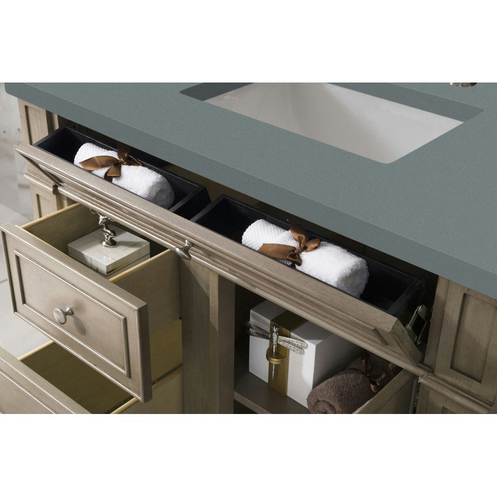 Bristol 36" Single Vanity, Whitewashed Walnut, w/ 3 CM Cala Blue Quartz Top
