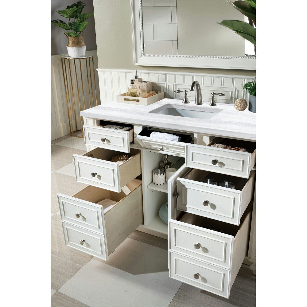 Bristol 48" Single Vanity, Bright White, w/ 3 CM Arctic Fall Solid Surface Top