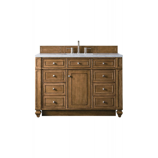 Bristol 48" Single Vanity, Saddle Brown, w/ 3 CM Arctic Fall Solid Surface Top
